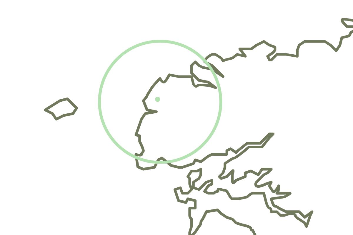 Carte indiquant la zone d'intervention autour de Porspoder